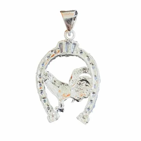 sterling silver horseshoe roster 925 sterling silver men's pendant